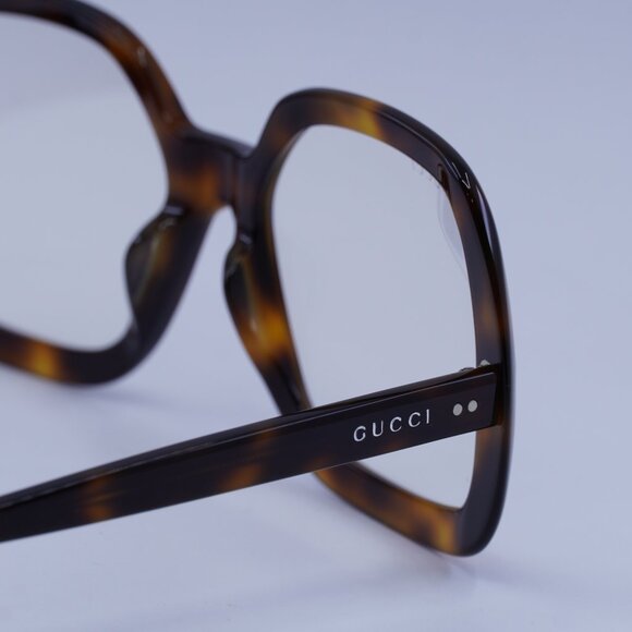 Gucci GG0625S 001 Sunglasses Havana Square Frame, Transparent Lenses - Picture 4 of 10